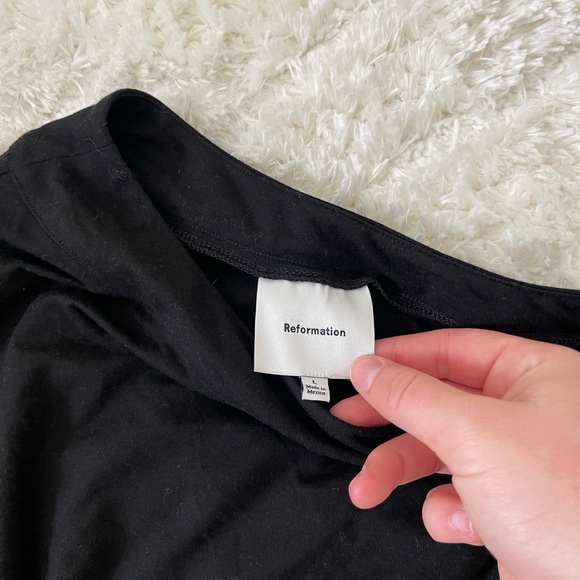 Reformation Dresses | Black Willow One-Shoulder Knit Dress Size Large - Picture 5 of 6